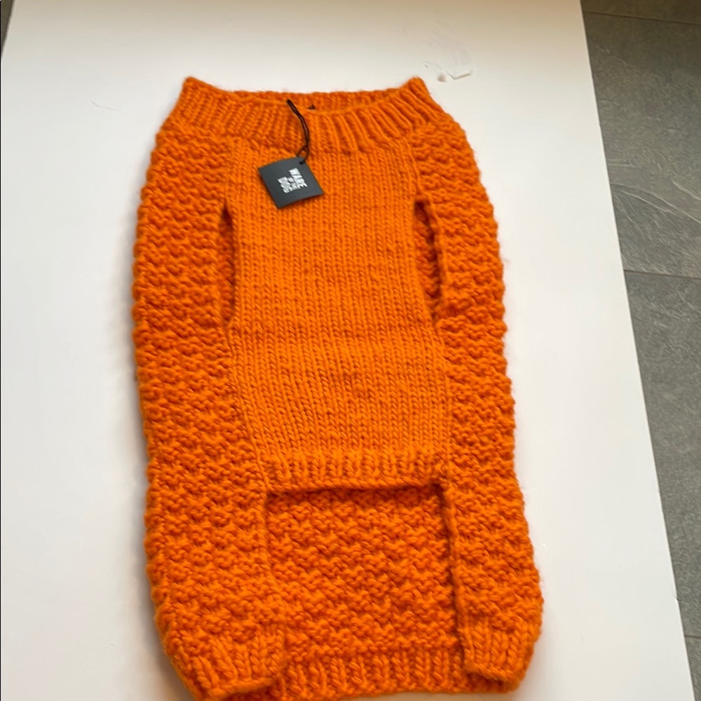 NWT dog Orange Knit Sweater